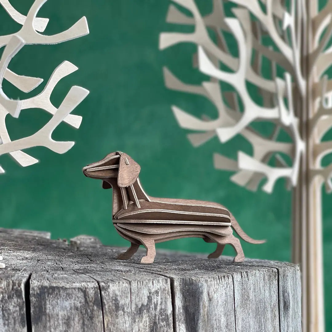 bastelset brauner dackel aus holz als deko