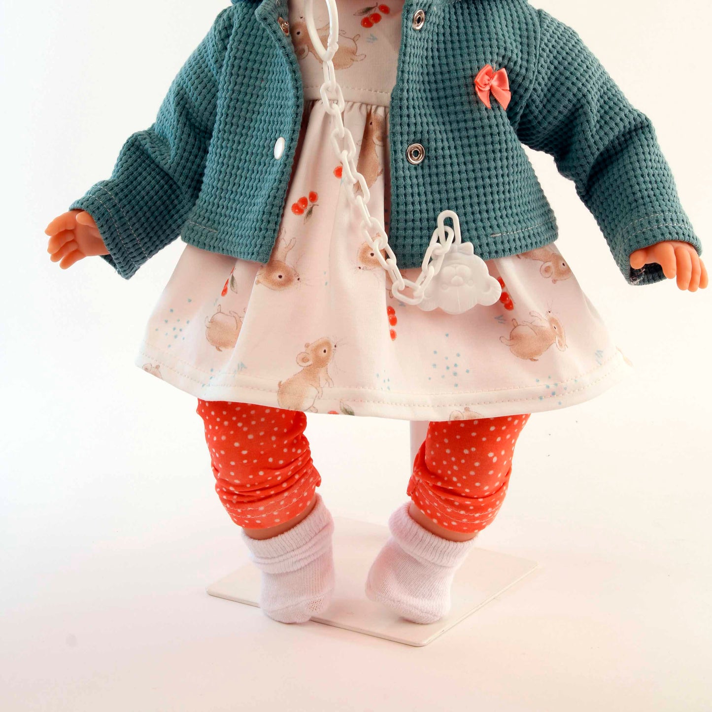 Doll Amy with brown sleepy eyes, painting hair, pacifier, vinyl+cloth, 45 cm
