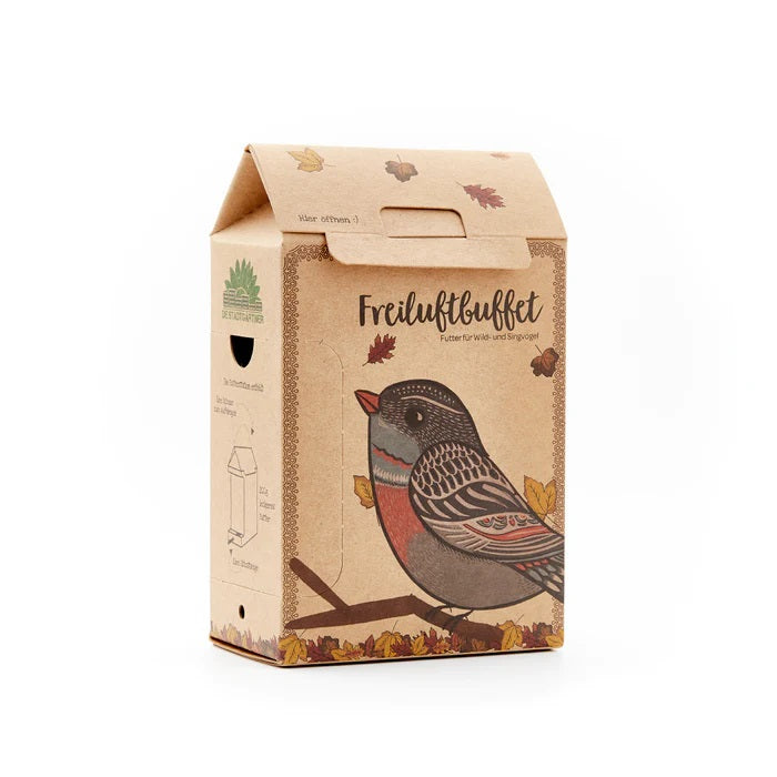 futterhaus aus karton fuer voegel mit futter