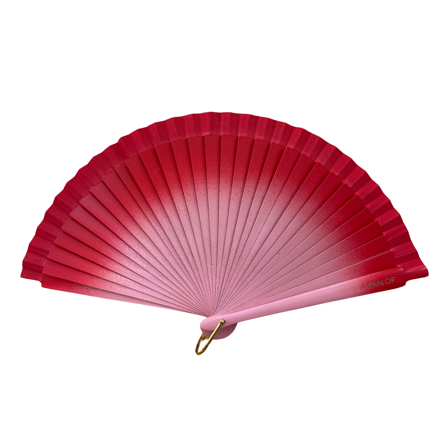 Fächer aus Holz und Baumwolle in rot-rosa.