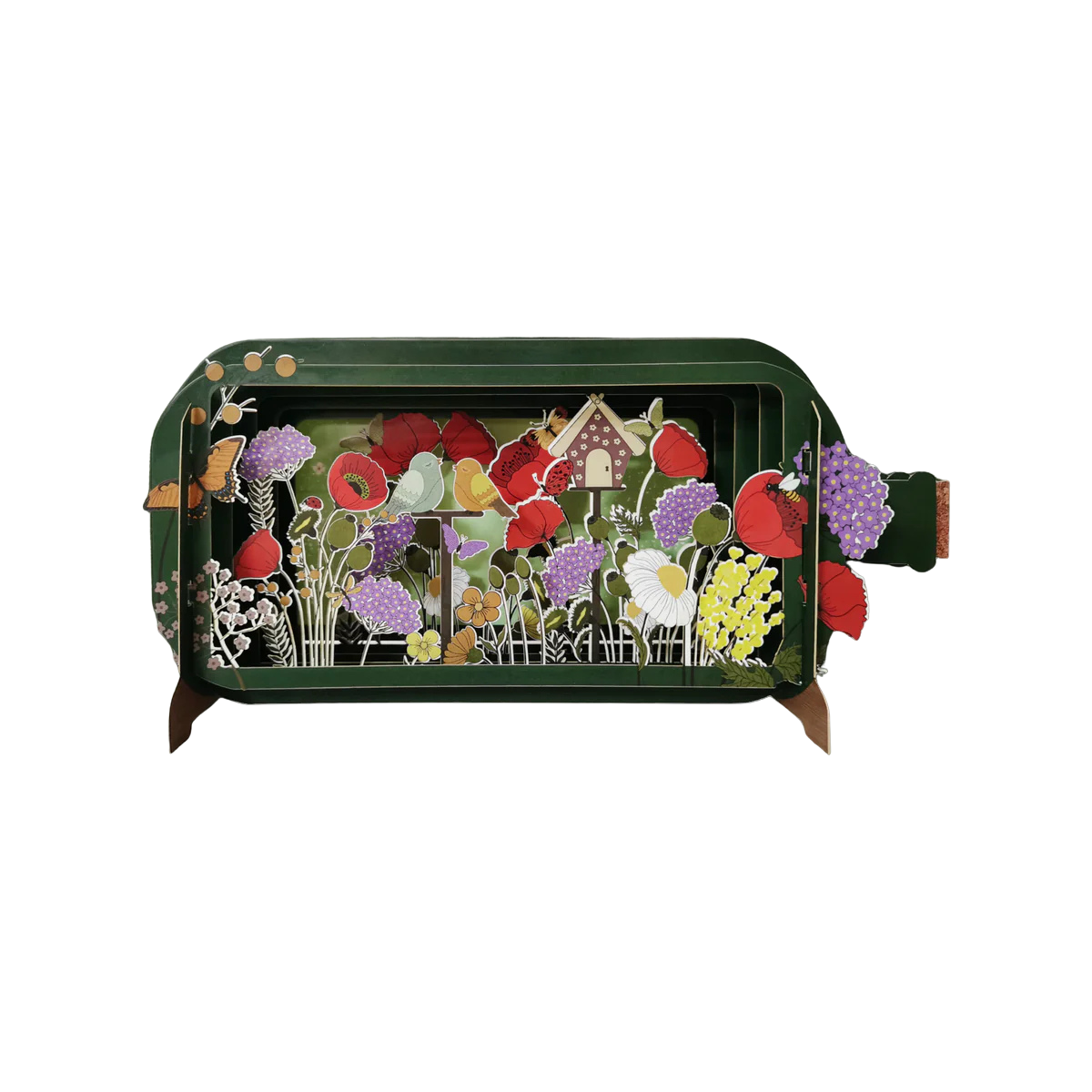Pop-up Grußkarte mit einer Sommerwiese. Rückseite zum Beschriften.