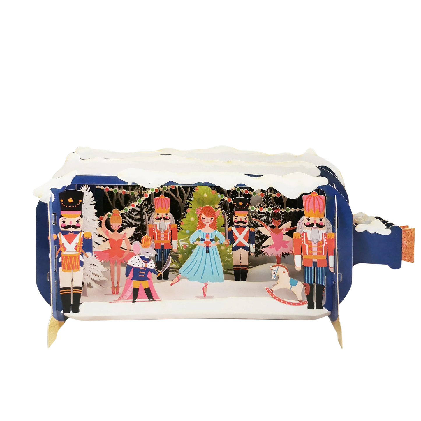 Pop-up Grußkarte mit Mäusekönig und Nussknacker.