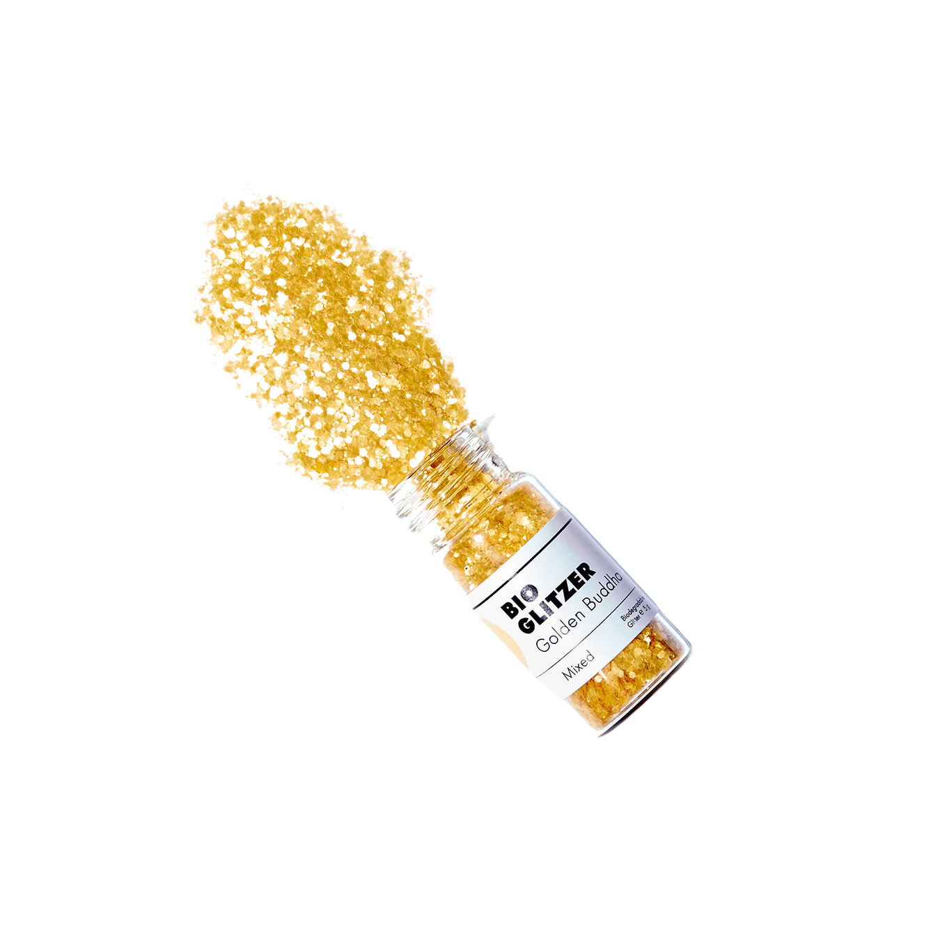 goldener bio glitzer mit glas