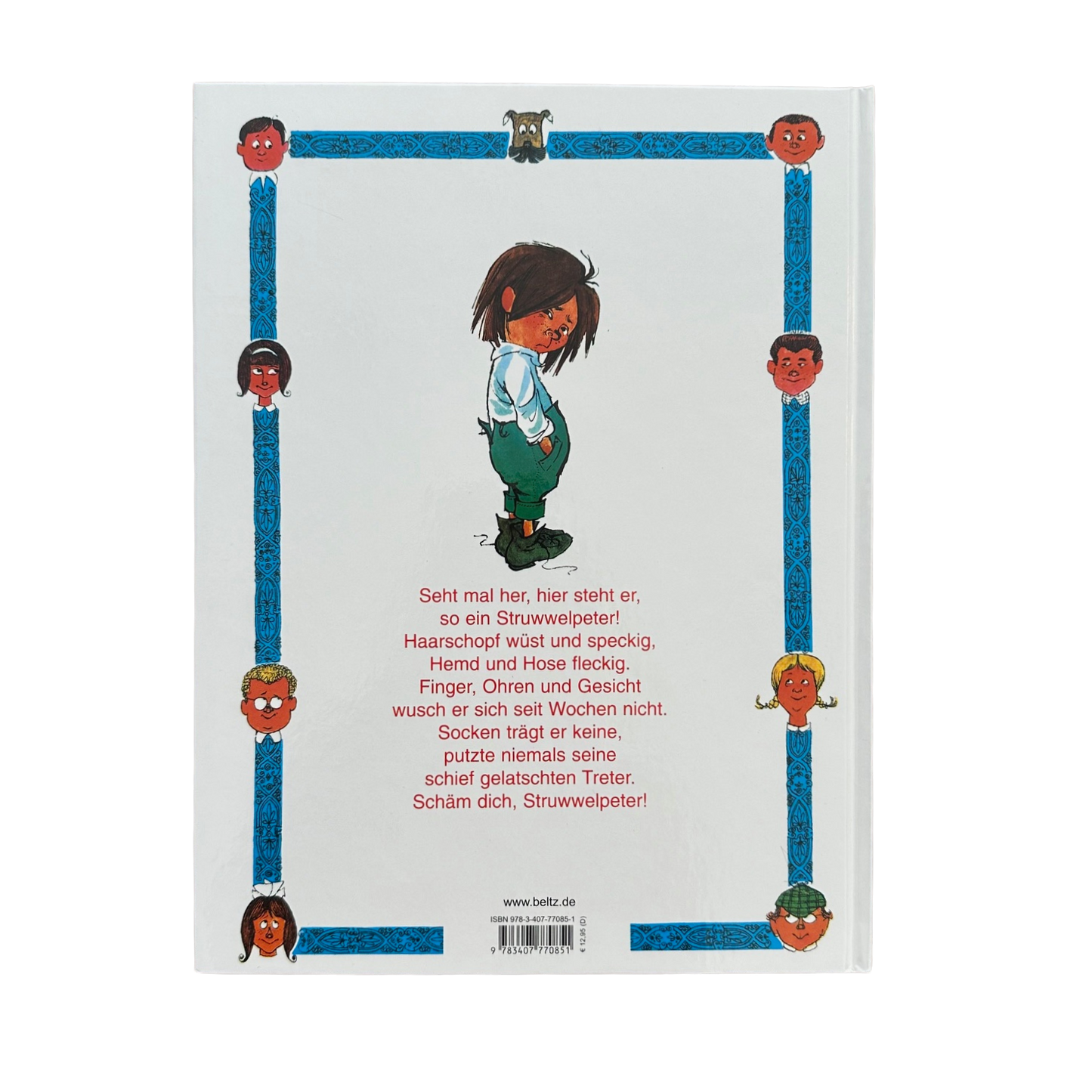 buchrücken struwelpeter mit kaputter hose und zerzaustem haar