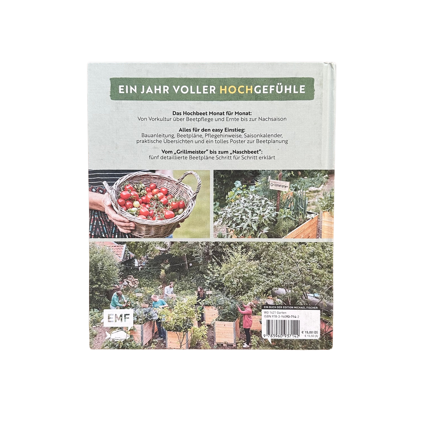 kräuter und gemüse im hochbeet und tomaten im gemüsekorb