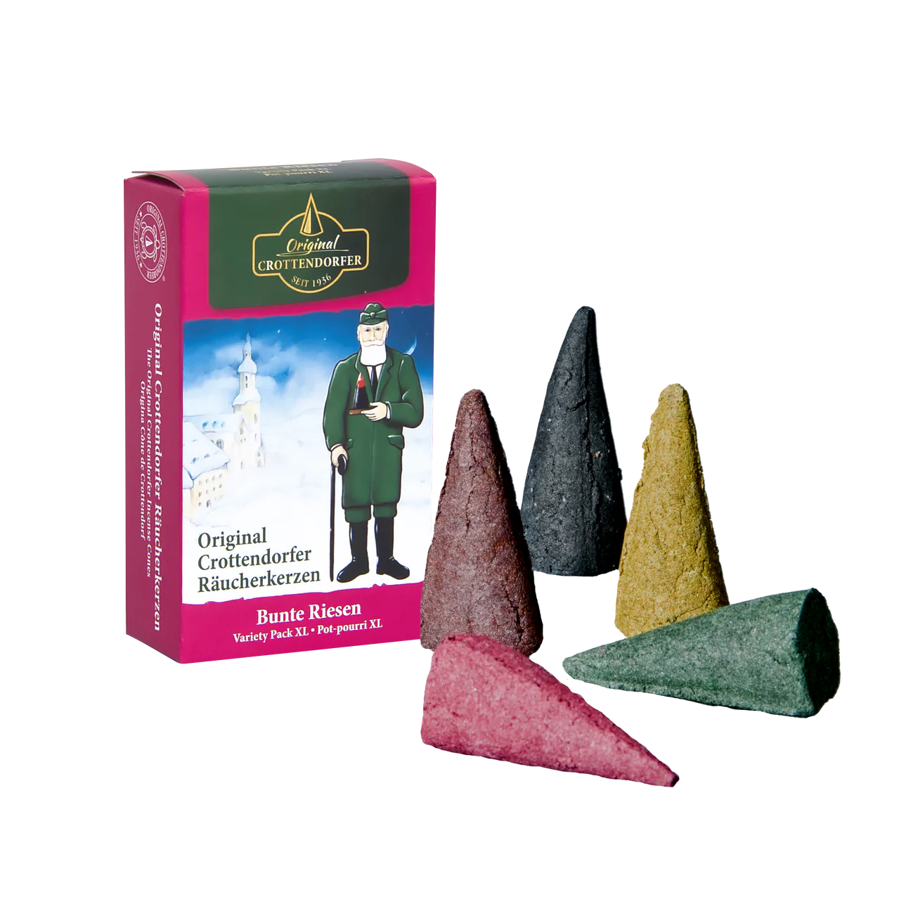 Fünf Crottendorfer Räucherkerzen Bunte Riesen.