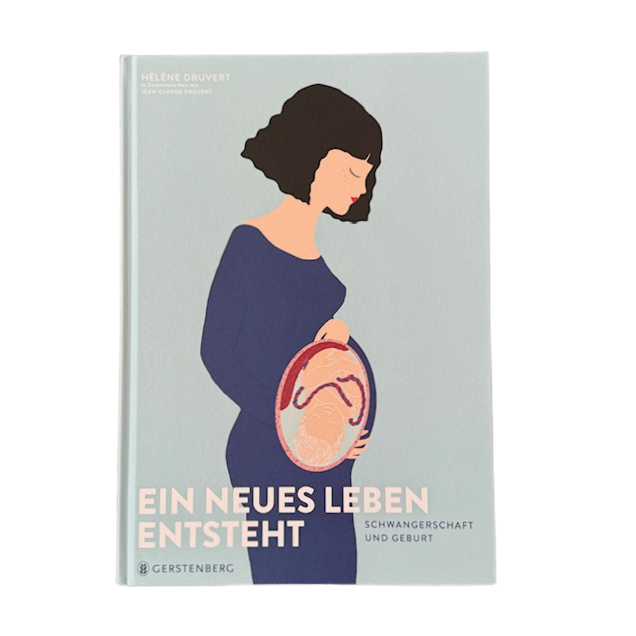 Buchcover mit einer illustrierten Schwangeren.