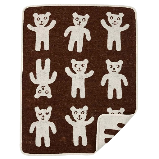 braun beige babydecke zum wenden mit teddybaeren