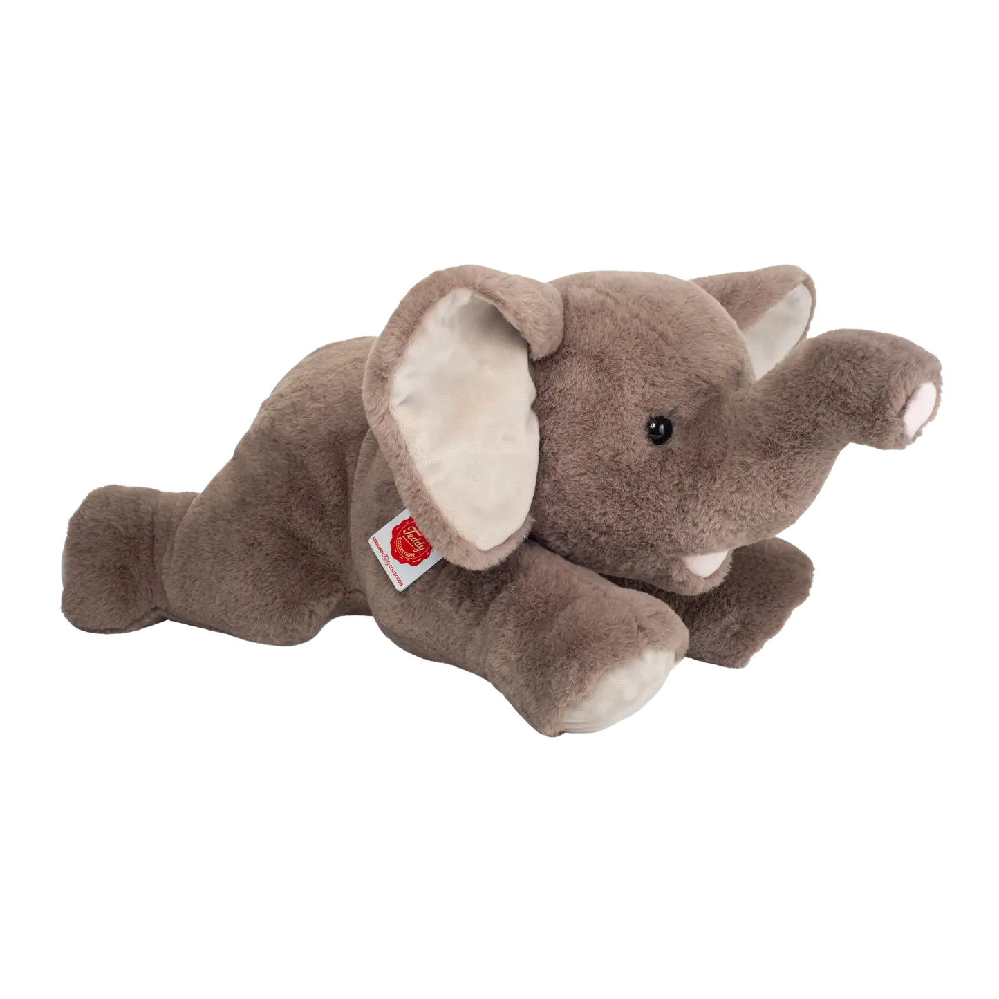 Elefant Kuscheltier in Grau mit großen Ohren und kleinem Rüssel.
