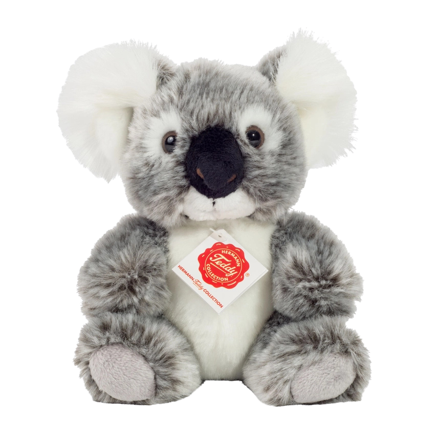 Koala Kuscheltier in Grau mit weißen Ohren und weißem Bauch.