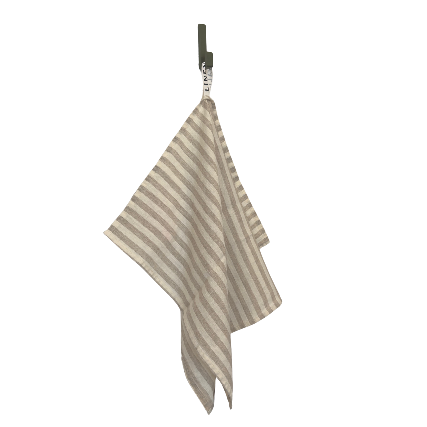 Geschirrtuch aus Leinen mit hellen Streifen.