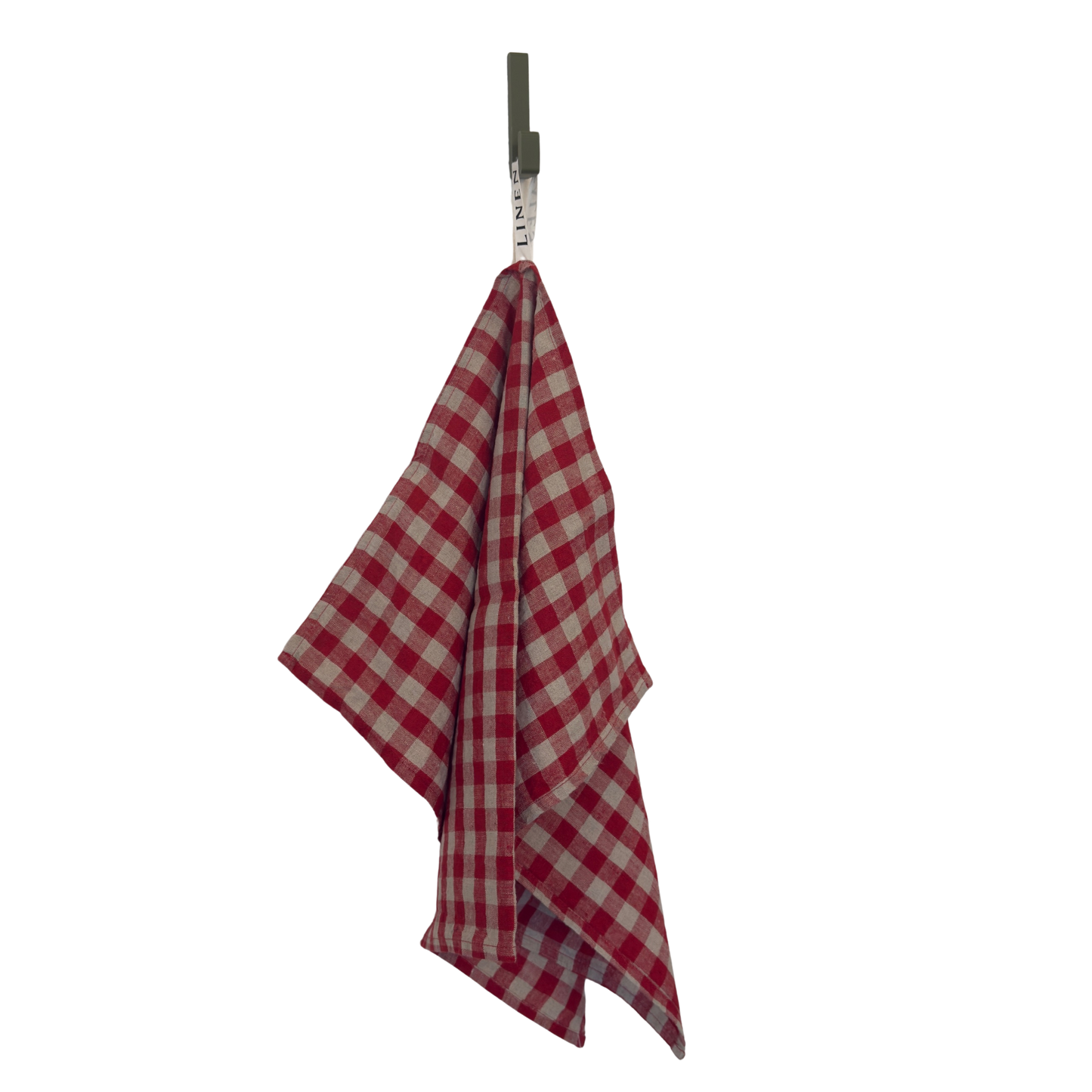 Geschirrtuch rot kariert aus Leinen.