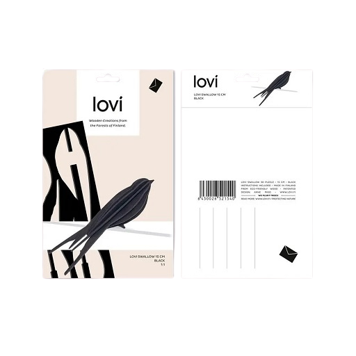 schwarze schwalbe aus holz zum basteln als grusskarte