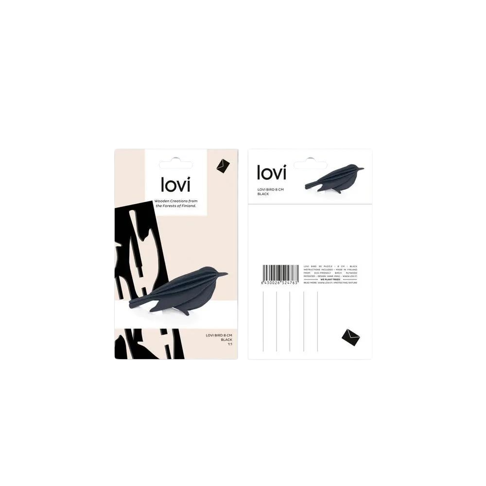 schwarzer spatz aus holz zum basteln als grusskarte