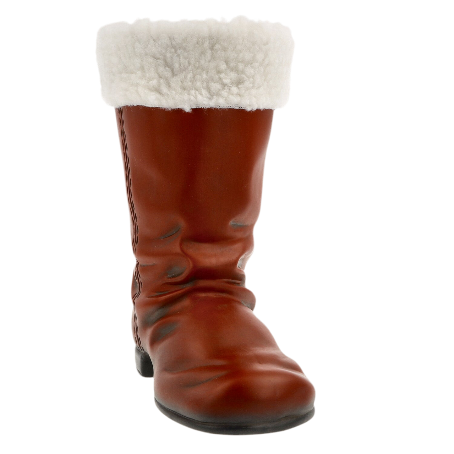 Großer roter Nikolausstiefel mit weißer Fellkrempe zum Befüllen.