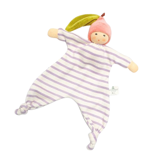 flieder natur gestreiftes schmusepueppchen mit rosa pfirsichkopf