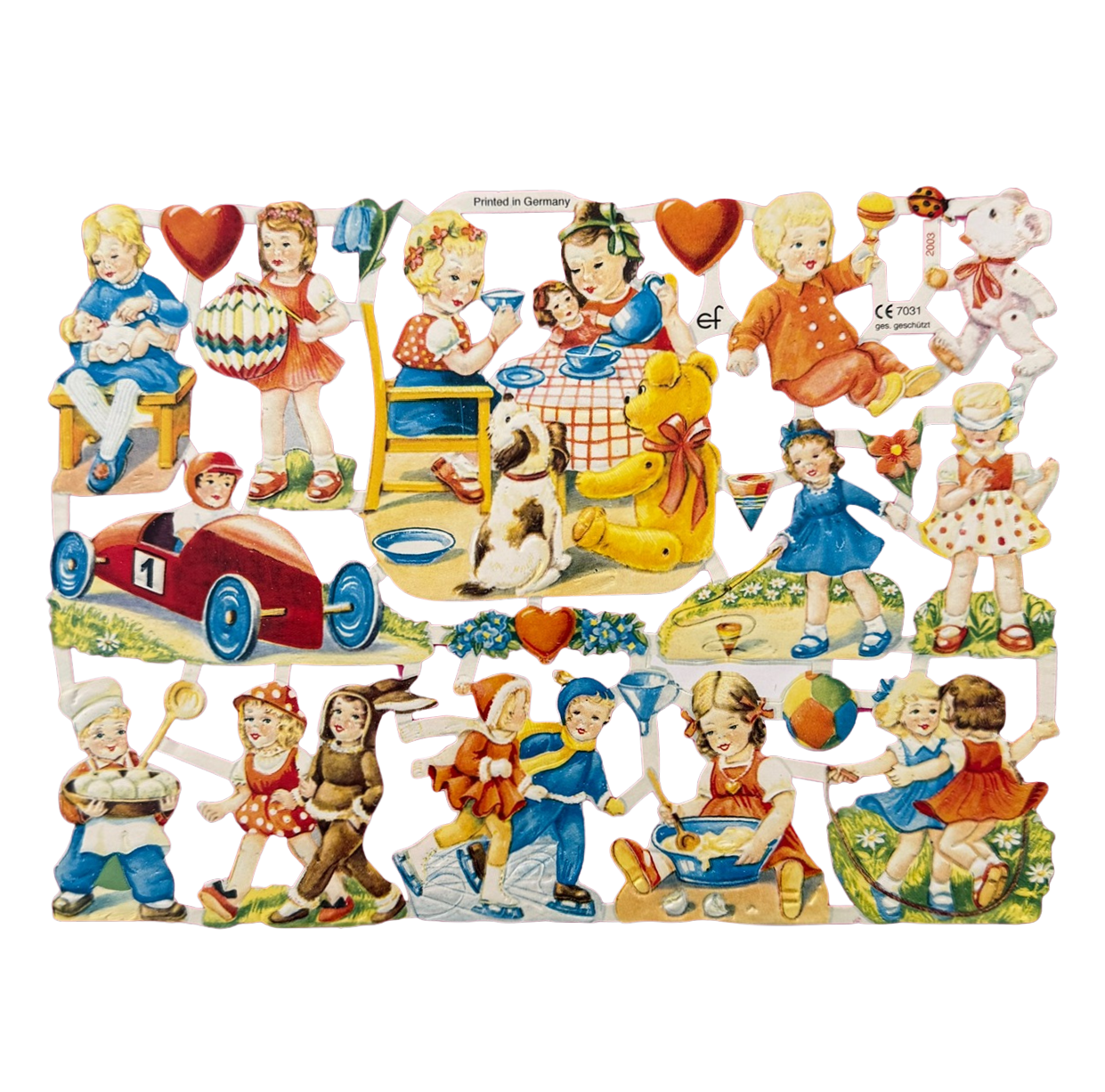 Nostalgische Oblaten aus gestanztem Papier mit Vintage Kindern.