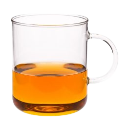 Tee- und Kaffeeglas aus Borosilikatglas mit einem runden Griff.