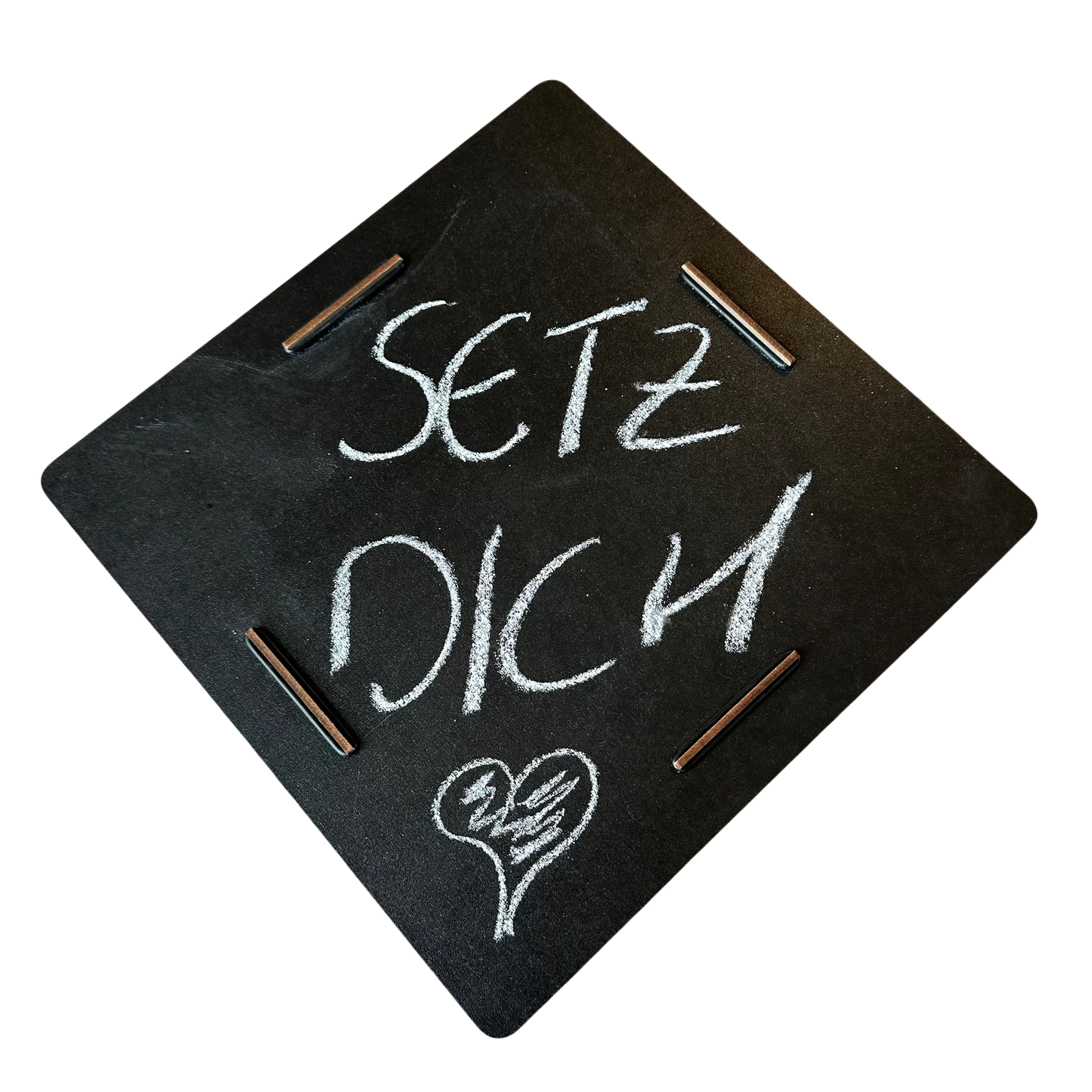 ein hocker schwarz aus holz als tafel zum gestalten