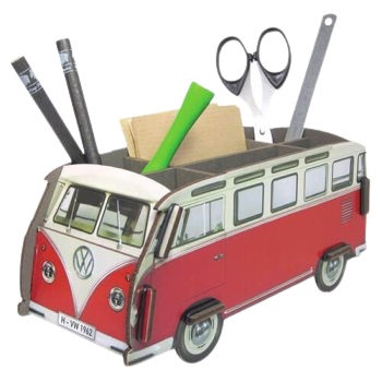 Stiftebox als kultiger VW Bulli aus MDF in Rot.