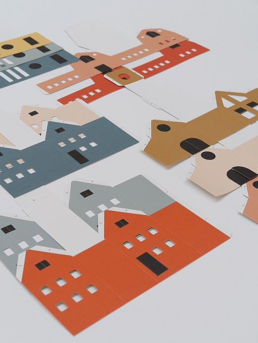 bunte haeuser aus karton zum basteln