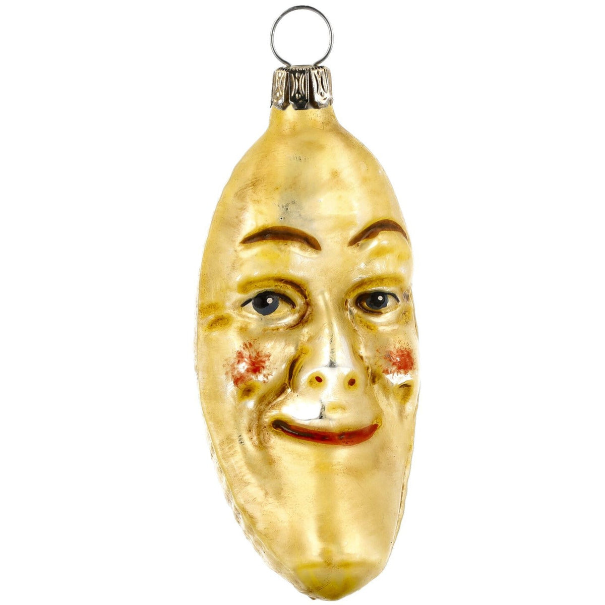 Mondsichel mit Gesicht in Gold als Anhänger.