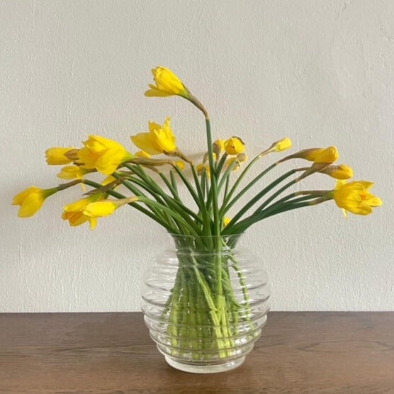 Blumenvase mit Osterglocken.