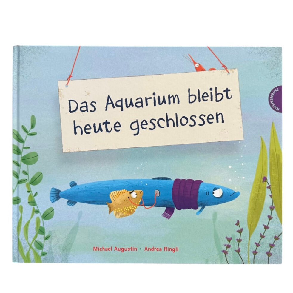 Kinderbuch mit einem kranken Fisch im Schal.