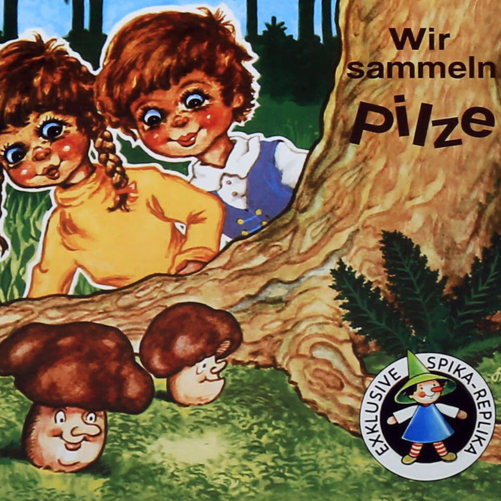buntes brettspiel aus karton ueber pilze sammeln