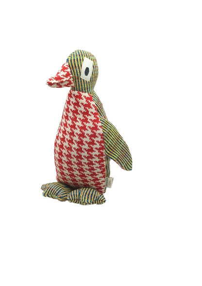 Penguin "Kowalski", colorful, 100% cotton knit fabric, 31x22 cm