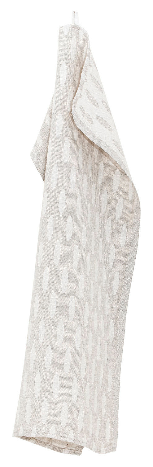 Tea towel Helmi grey-white, white-sage, prewashed 100% linen, 48 x 70 cm