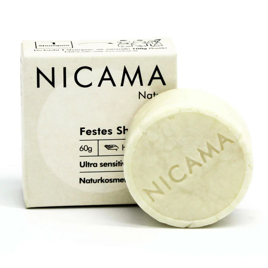 nicama kleines festes shampoo sensitiv natur mit kartonverpackung