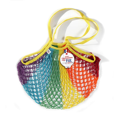 Shopping net with long handle, choice of colours, 100% cotton, 40x40 cm