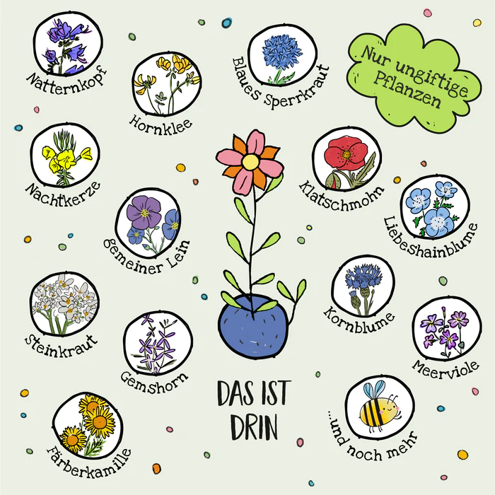 bunt illustrierte uebersicht von Blumen