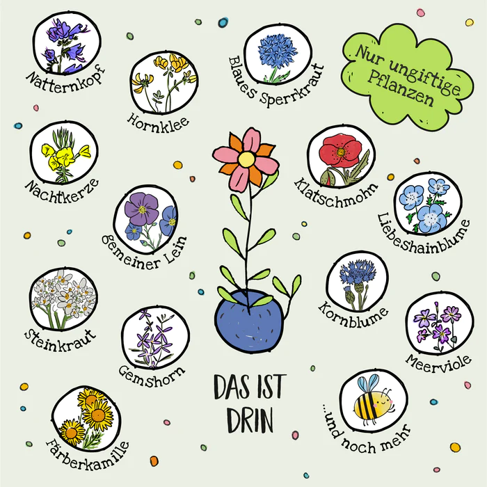 illustration bunt mit möglichen blumensamen in den blumenmurmeln