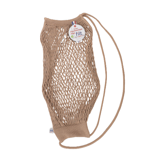 Einkaufsnetz als Matrosennetz für den Rücken in Beige.