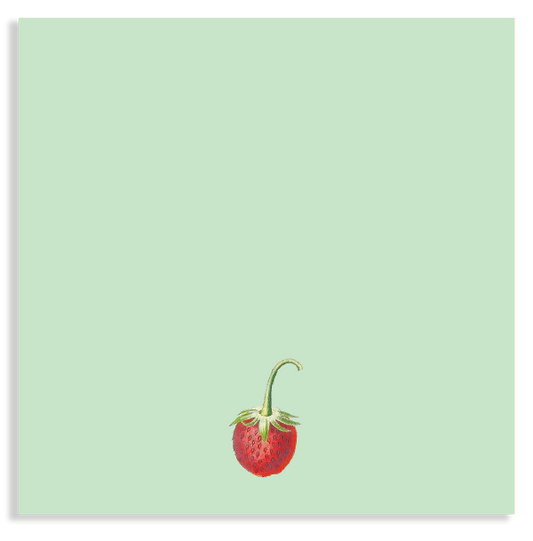 Notizblock mit einer Erdbeere.