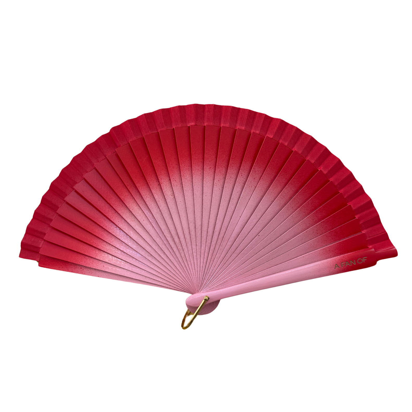 Fächer aus Holz und Baumwolle in rot-rosa.