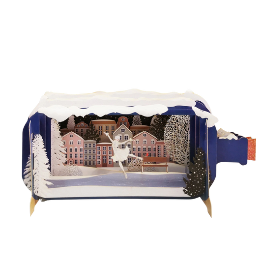 Pop-up Grußkarte mit einer Eiskunstläuferin.