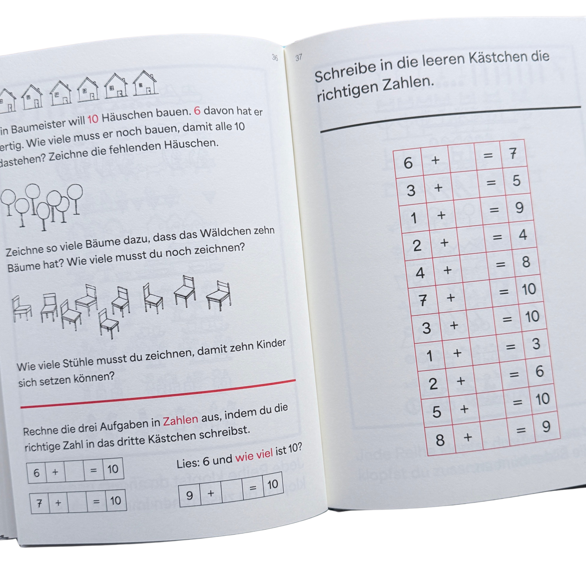 Ein Lernbuch zum Rechnen lernen. Hurra - wir rechnen. Sachaufgaben und rechnen bis 10.