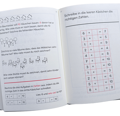 Ein Lernbuch zum Rechnen lernen. Hurra - wir rechnen. Sachaufgaben und rechnen bis 10.