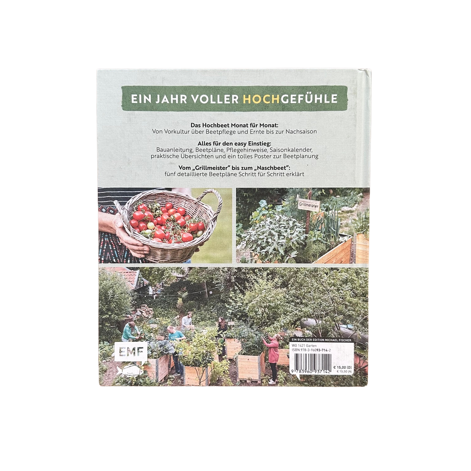 kräuter und gemüse im hochbeet und tomaten im gemüsekorb