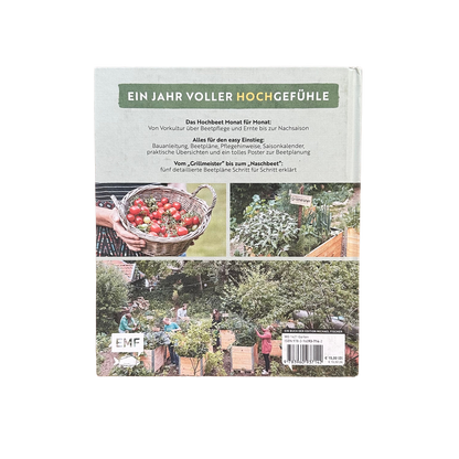 kräuter und gemüse im hochbeet und tomaten im gemüsekorb