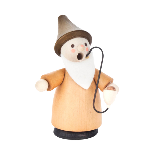 Kleiner Weihnachtsmann als Wichtel mit Pfeife.