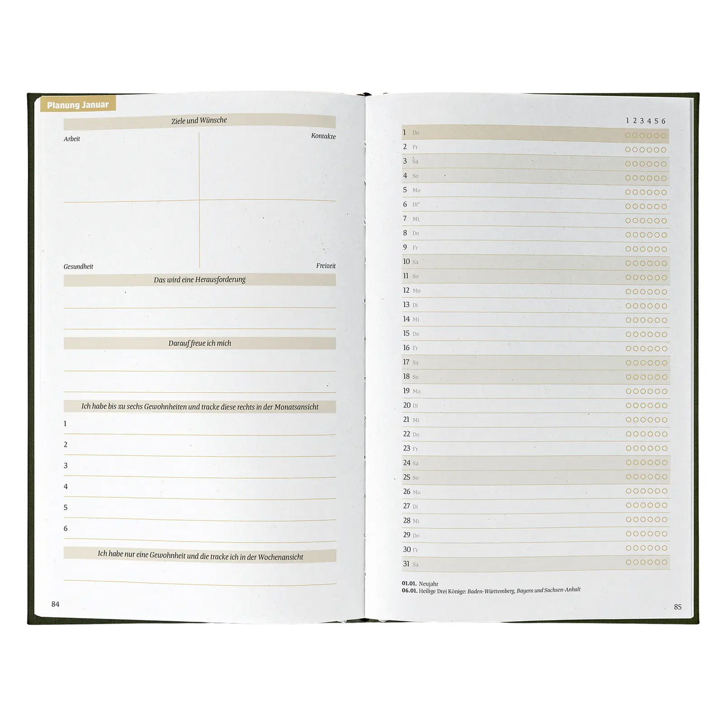 Seite Jahreskalender.