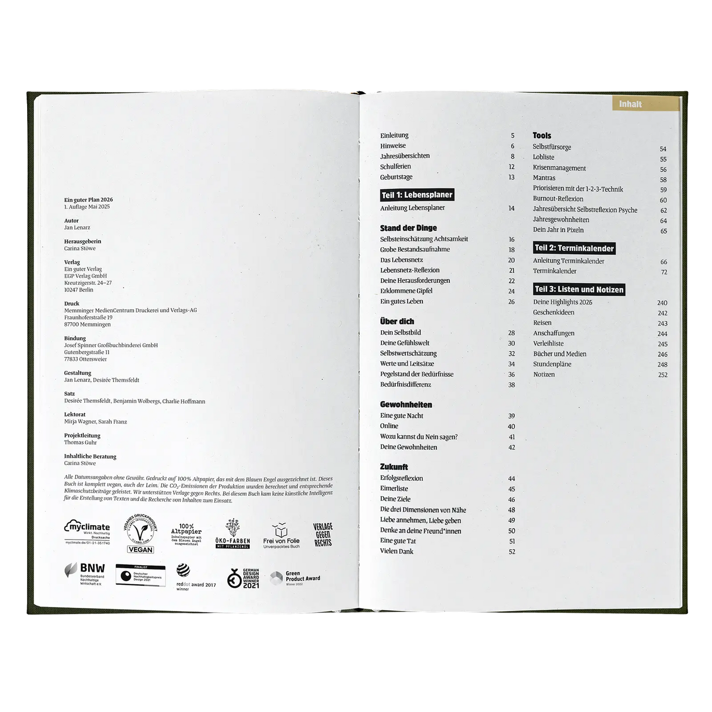 Seite Jahreskalender.