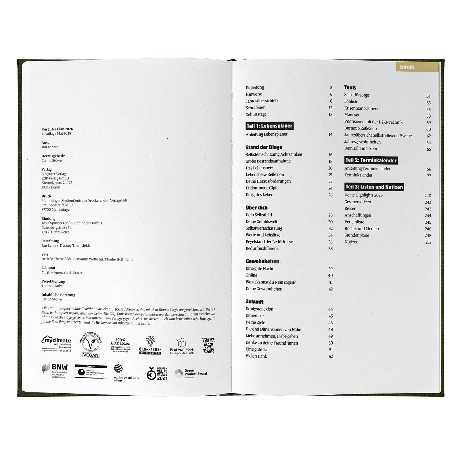 Seite Jahreskalender.