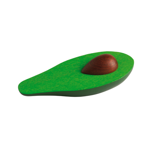 kaufladenzubehoer gruene avocado aus holz mit braunem kern