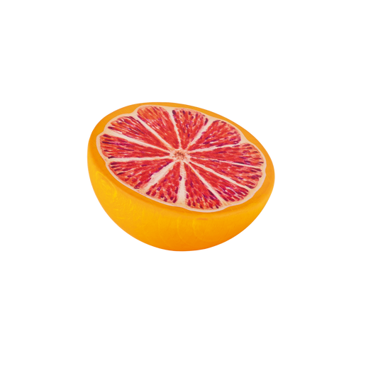 kaufladenzubehoer grapefruit aus holz mit aufgemalten fruchtfleisch