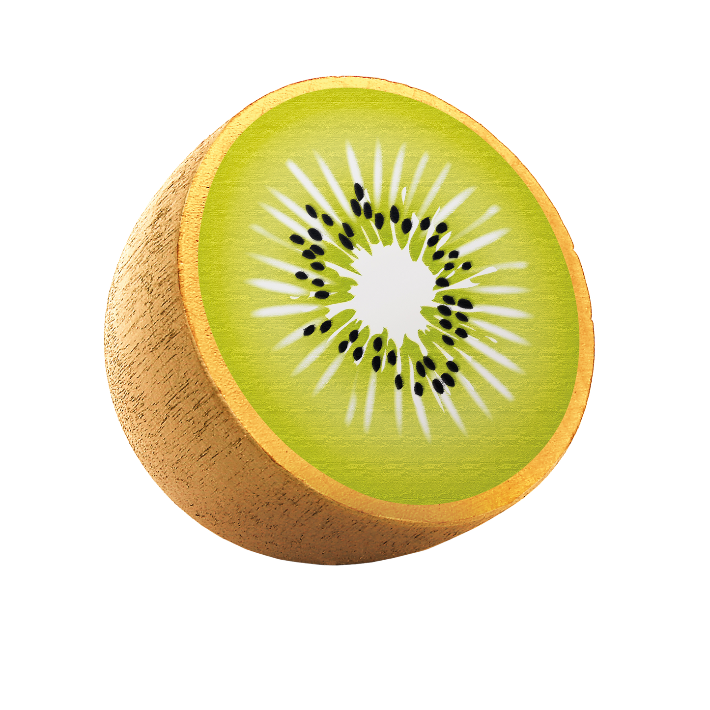 kinder kaufladen braune kiwi aus holz mit gruenem fruchtfleisch